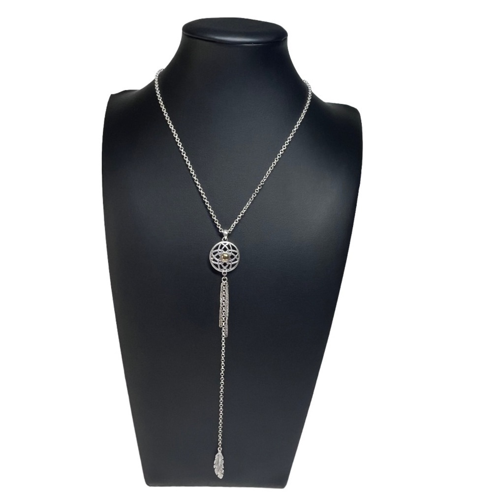 Southwestern Y Drop Feather Charm Pendant Necklace 18-20"